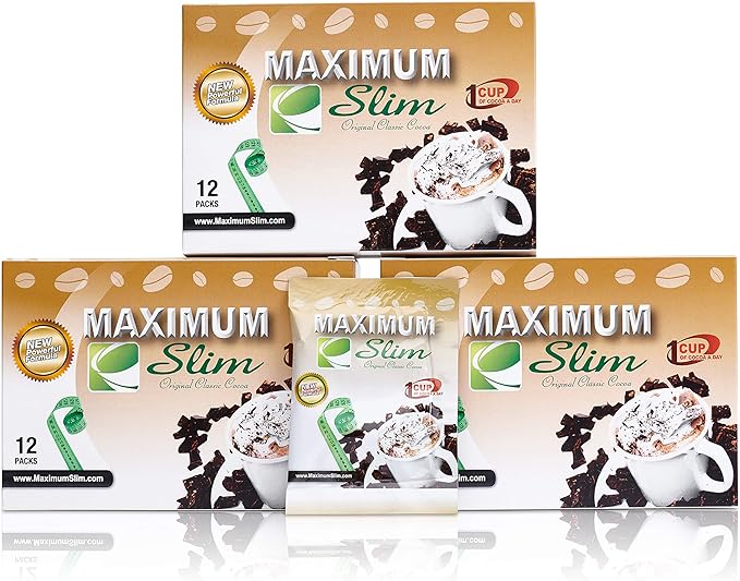 Maximum Slim Premium Instant Cocoa – Creamy Delicious 4-in-1 Formula with Natural Herbal Extracts for Energy &amp Vitality Maximum Satisfaction &amp Taste. No Side Effects (Laxative-Free) –USA Mad