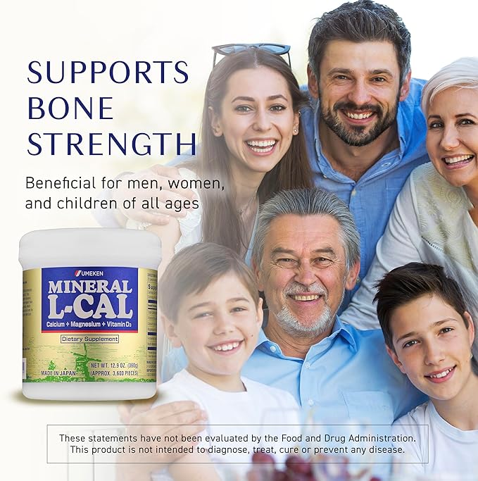 Umeken Mineral L-Cal Calcium with Vitamin D3 6 Month Supply Water Soluble Ball Format with Magnesium &amp Minerals Fast Absorbing Calcium Magnesium D3 Supplement 3600 Balls 360g Pack of 1