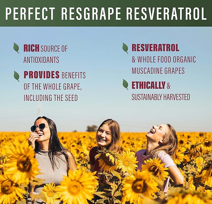 Perfect ResGrape - 99% Trans-Resveratrol &amp Organic Muscadine Grape - Anti-Aging Supplement &amp Potent Antioxidant - 60 Veg Capsules (2-Pack)