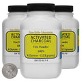 Activated Charcoal [C] 100% ACS Grade Fine Powder 12 Oz in Three Space-Saver Bottles