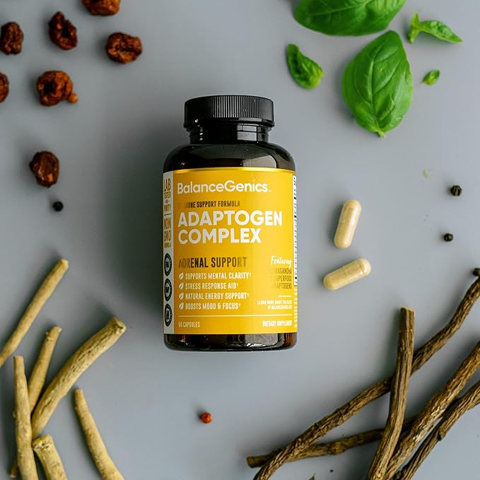 Adrenal Support Supplement with Ashwagandha Holy Basil Rhodiola Rosea | Supports Healthy Cortisol Levels and Stress Relief Reduce Fatigue | 60 Capsules