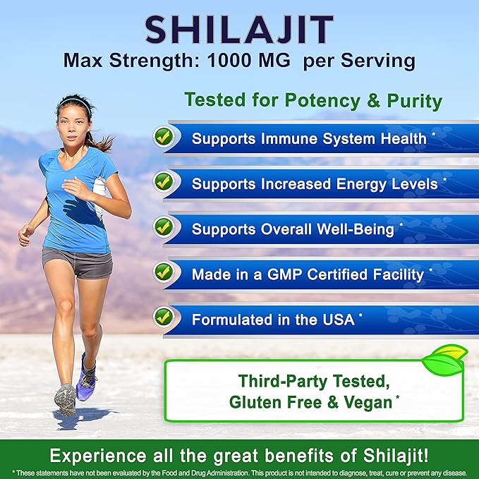aSquared Nutrition Shilajit 1000mg - 120 Capsules - Pure Shilajit Extract Supplement and Powder Complex Pills - Natural Humic &amp Fulvic Acid &amp Trace Minerals - Alternative to Resin &amp Drops