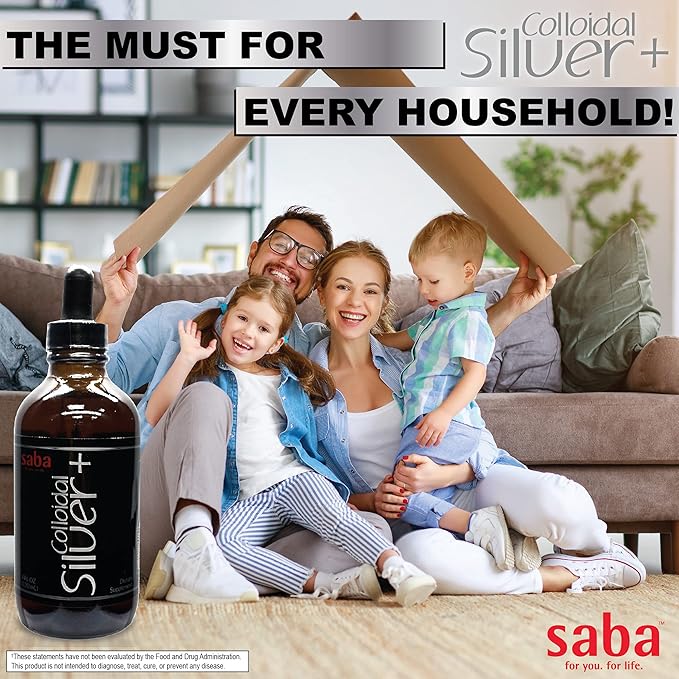 Saba Colloidal Silver 50PPM 4Fl Oz.- Seasonal Wellness Immune Support -This Multi-Use Product Comes in Handy for Several of Life’s Little Accidents. It’s A Must-Have in Every Household -24 Servings