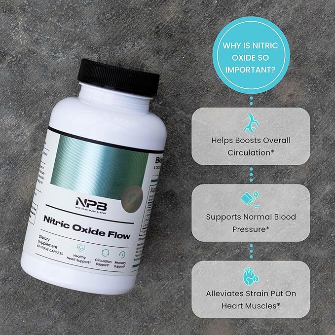 Nature's Pure Blend Nitric Oxide Flow &amp Liquid Beets Bundle - Blood Pressure Support Circulation Increase - Organic Beet Root Powder 8000mg