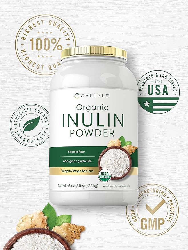 Carlyle Organic Inulin Powder 48oz | Prebiotic Fiber from Jerusalem Artichoke | Vegan Vegetarian Non-GMO &amp Gluten Free Supplement