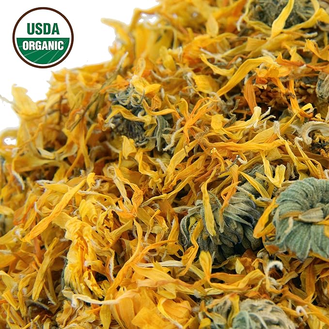 Calendula Tea 1LB (16Oz) 100% CERTIFIED Organic Whole Flower Herbal Tea (Calendula Officinalis) Caffeine Free in 1 lbs. Bulk Resealable BPA-free Bags from U.S. Wellness