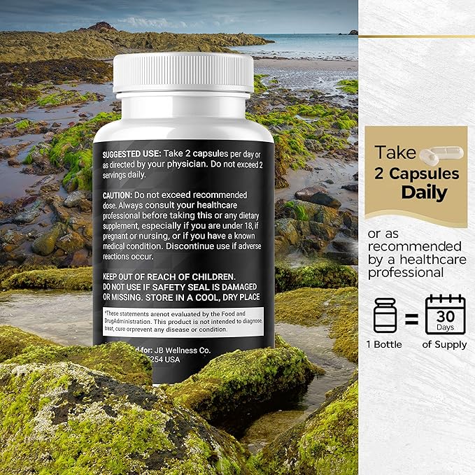 Sea Moss Black Seed Oil Ashwagandha Turmeric Bladderwrack Burdock - with Manuka Honey Dandelion ACV Black Pepper Gluten Free- 120 Count