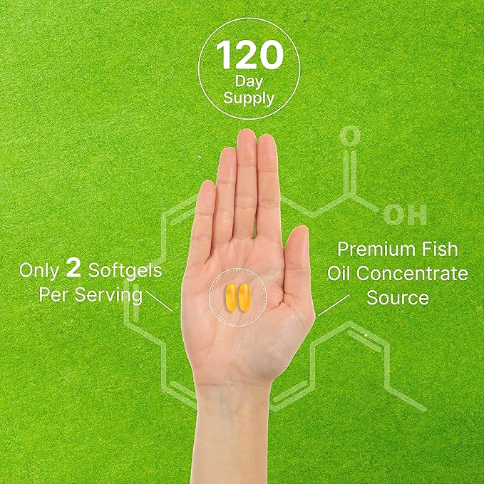 DHA Supplements | 240 Softgels Burpless Lemon Flavor DHA 1000mg + EPA 500mg Wild Caught Fish Rich in Omega-3s Mercury Free Non-GMO Support Brain Heart &amp Joint Health