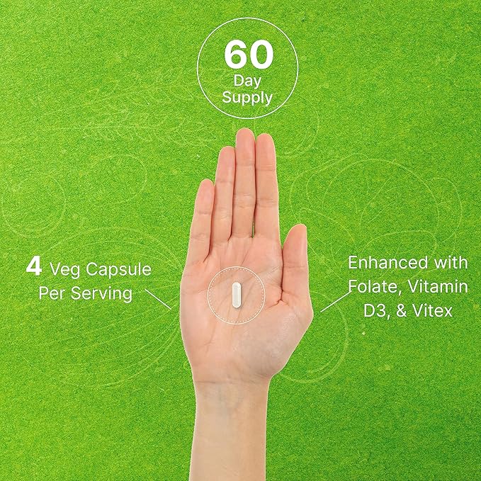 Myo-Inositol &amp D-Chiro Inositol Supplement for Women (40:1) | 2050mg Per Serving | 240 Veggie Capsules | with Folate Vitamin D3 &amp Vitex | Hormonal Balance &amp Cycle Support | Non-GMO