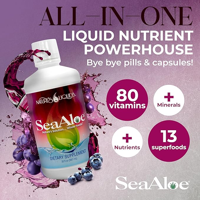 Nature's Liquids Aloe Vera Juice Oceanic Elixir - Proprietary Botanical Blend for Thyroid Digestion and Immune Support 32oz (Pack of 2)