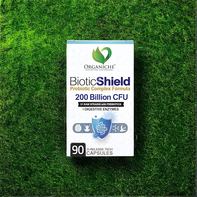 BioticShield™ Probiotic for Women &amp Men - 200 Billion CFU 31 Strains + Prebiotics &amp Digestive Enzymes | Gut Digestive &amp Immune Health Support | Helps with Occasional Gas &amp Bloating